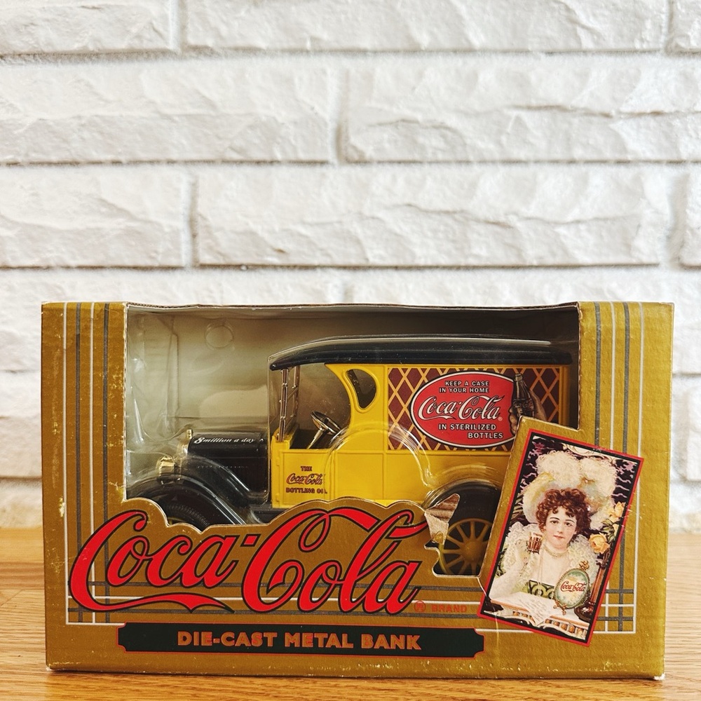 Coca-Cola Die-Cast Metal Bank Car - Yellow and Black